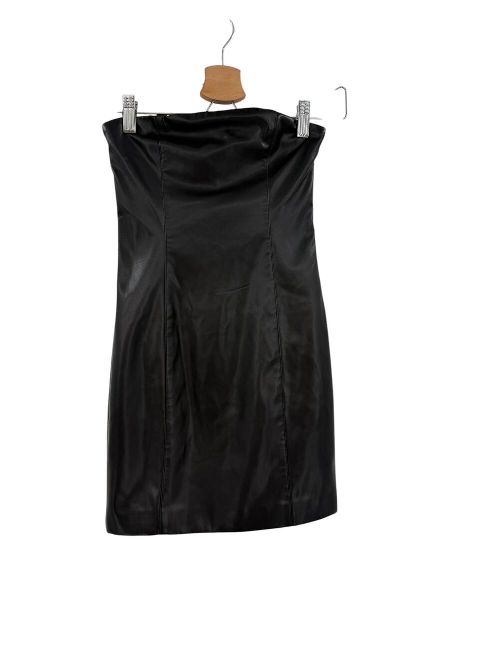 Babyboo Faux Leather Strapless Bodycon Mini Dress Matte Black Size XS